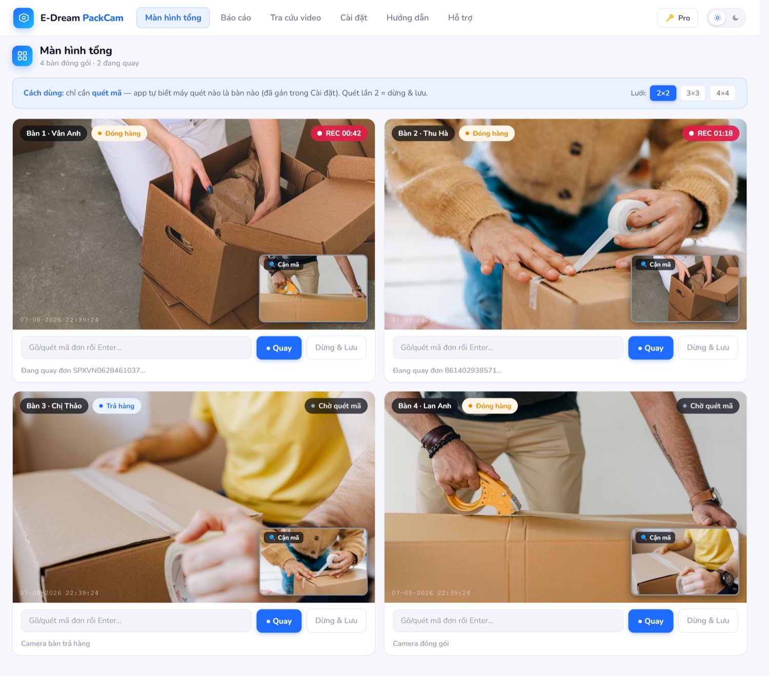 Màn hình tổng PackCam